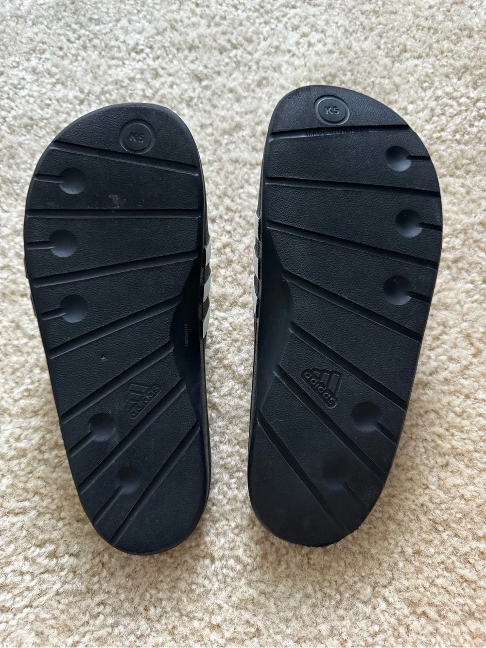 adidas Black and White Kids Slide Sandals